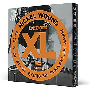 $15.99 | 3-Pack D'Addario Electric Guitar Strings + 20% Back w/ Prime Visa Card at Amazon