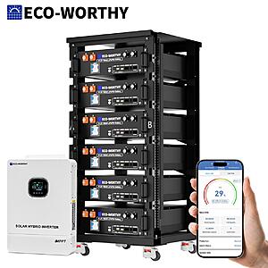 ECO-WORTHY 30.72kWh Home Backup Power System 6×48V 100Ah LiFePO4 + 10KW Off-Grid Inverter Combo $5208 + Free Shipping