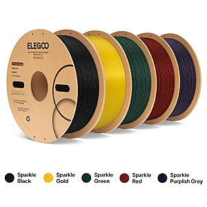 5Kg ELEGOO PLA Sparkle 1.75mm 3D Printer Filament (5x 1KG Spools) Mixed Bundle $59.99 + free s/h