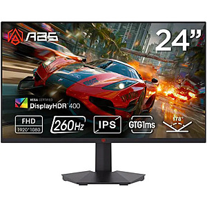 ABS 24" 1080P 260Hz Fast IPS with AMD FreeSync 1ms HDR400 Anti-Glare Low Blue Light HDMI DisplayPort VESA Mount Gaming Computer Monitor GF241NE $91.99