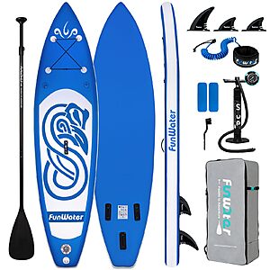 10' FunWater Inflatable Wide Anti-Slip Eva Deck Stand Up Paddle Board w/ Paddle, Pump & Accessories from  $81.57 + Free Shipping