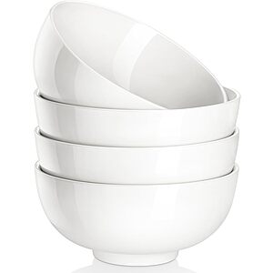 Prime: 4-Pack 26-Oz MALACASA Porcelain Soup Bowls (White) $10.39, 8-Pack 10-Oz (White) $12.99 & More + Free Shipping