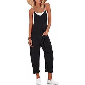 Ekouaer Women's Sleeveless Wide-Leg Jumpsuit w/ Pockets (Various Colors) $9.99 + Free Shipping w/ Prime or on $35+