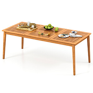 80" Costway 8-Person Indoor/Outdoor Acacia Wood Dining Table w/ Umbrella Hole $145 + Free Shipping