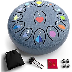 6.8" 13-Note Ironkoi Steel Tongue Drum Rain Drum w/ UV-Printed Notes & Geometric Patterns (Navy) $18.99 + Free Shipping w/ Prime or on $35+