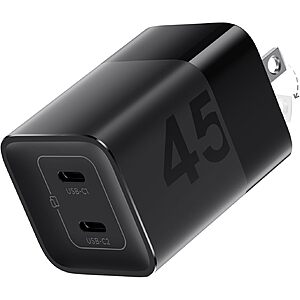 wegear 2-Port up to 45W USB-C GaN Wall Charger w/ PPS & Foldable Plug (Black or White) $8.99 + Free Shipping w/ Prime or on $35+
