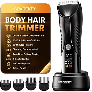 Spacekey Men's IPX7 Waterproof Electric Body Hair Trimmer w/ LED Light & USB-C Charging $11.99 + Free Shipping w/ Prime or on $35+