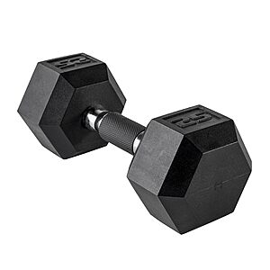 CAP 25 LB Rubber Coated Hex Dumbbell Weight $23.99 + Free S&H w/ Prime or $35+