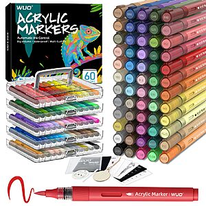 60-Colors WUO Acrylic Paint Markers w/ Brush Tip $16.19 w/ S&S + Free Shipping w/ Prime or on $35+