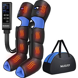 [Prime] MUSUGY Full Leg Air Compression Massager w/ Heat, 6 Modes & 9 Intensity Levels $69.99 + Free Shipping