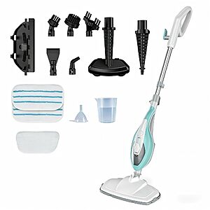 OLIXIS 10-in-1 Steam Mop, 1550W Detachable Handheld Steam Cleaner for Floor Cleaning, 16.4FT Cord, 2 Washable Pads $39.99