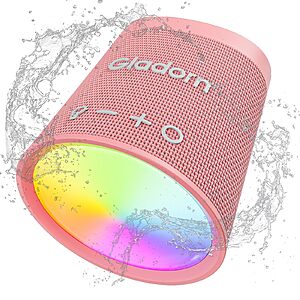 Gladorn Bluetooth 5.3 Portable Speaker w/ 9 RGB Lights, 20-Hour Playtime & IPX6 Waterproof (Pink) $13.99 + Free Shipping w/ Prime or on $35+