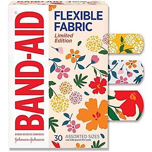 [SnS, AC] $1.46* | 30-Ct Band-Aid Brand Flexible Fabric Adhesive Bandages (Wildflower) at Amazon