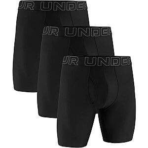 $16.80: Under Armour Men's Performance Tech Long-Leg Boxerjock Brief Underwear, 9" Inseam, 3-Pack, Black Solid (Various Sizes)