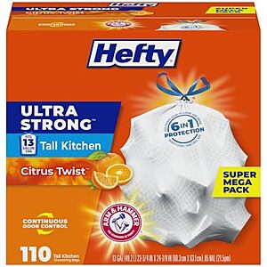 [SnS, AC] $11.14* | 110-Count 13-Gallon Hefty Ultra Strong Tall Kitchen Trash Bags (Citrus Twist) at Amazon