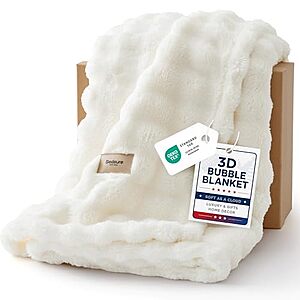 50"x60" Bedsure 3D Fleece Bubble Throw Blanket (Off White) $9.71 + Free Shipping w/ Prime or on $35+
