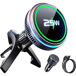 avedio links Qi2.2 25W Magnetic Wireless Car Charger w/ Cooler & Air Vent Mount $18.99 + Free Shipping w/ Prime or on $35+
