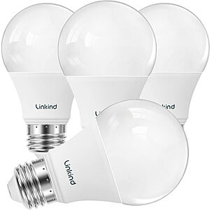 [Prime] 4-Pack Linkind A19 LED Light Bulbs 60W Equivalent (Soft White) $4.54 ($1.13 each) w/ S&S + Free Shipping