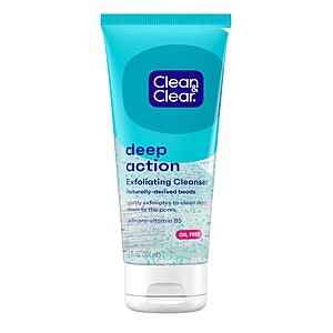 7-Ounce Clean & Clear Deep Action Exfoliating Facial Cleanser w/ Pro-Vitamin B5, Lactic & Glycolic Acids $3.58 w/ S&S + Free Shipping w/ Prime or on $35+