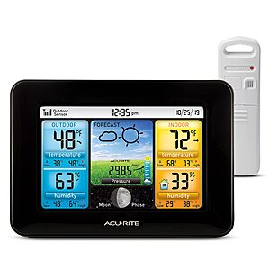 AcuRite Wireless Home Weather Station with Color Display, Indoor Outdoor Thermometer and Temperature Sensor (02077M), $34.99, Amazon