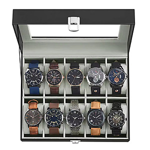 SONGMICS Watch Storage Box, 10-Slot Case w/Glass Lid, free S&H $17.28