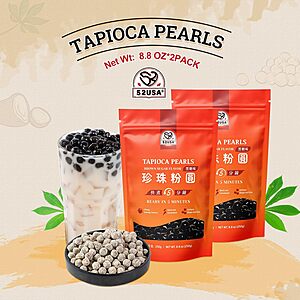 52USA Boba Tapioca Pearl, Black Sugar Flavor, Fresh Bubble Tea Pearl, 8.8 Oz (Pack of 2) as low as $3.28