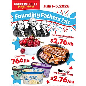 Grocery Outlet Stores: Cherries $0.76 / lb, Baby Back Ribs $2.76 / lb, & More (Thru 7/7/2026)