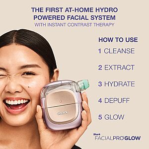 Shark FacialPro Glow at-Home Hydro-Powered Facial System with DePuffi Hot & Cold Therapy Skincare Device for Pore Cleansing, Hydration, & Radiant Glow FH320PL $299