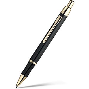 MCNTEIK 0.3mm Ballpoint Pen w/ 24K Gold Finish & Ergonomic Grip (Black) $7.99 + Free Shipping w/ Prime or on $35+