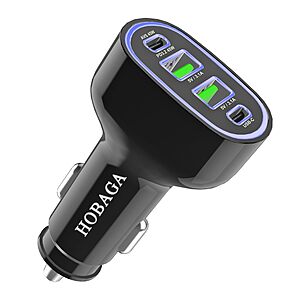 HOBAGA 45W 4-Port USB-A & USB-C Car Charger w/ 60W PD3.2 & QC5.0 $3.49 + Free Shipping w/ Prime or on $35+