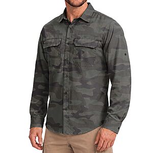 Men's Sun Protection Fishing Shirt UPF 50+ Long Sleeve Safari Hiking Travel Shirts with Pockets Quick Dry $16.49