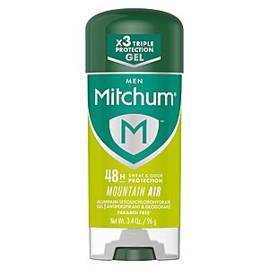 3.4-Ounce Mitchum Men's Antiperspirant Deodorant Gel Stick (Mountain Air) $2.75 w/ S&S + Free Shipping w/ Prime or on $35+