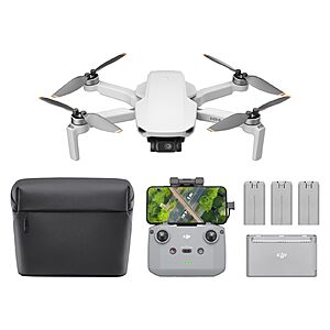 DJI Mini 4K Fly More Combo, Drone with 4K UHD Camera, 3-Axis Gimbal Stabilization, 10km Video Transmission, Auto Return, 3 Batteries $293.55