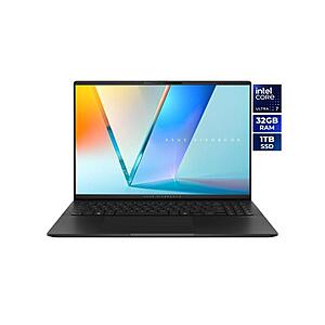 Asus VivoBook S 16 laptop: 16" 2.8K 120Hz OLED, Core Ultra 7 255H, 32GB LPDDR5X, 1TB PCIe SSD, Win11H @ $1100+ F/S