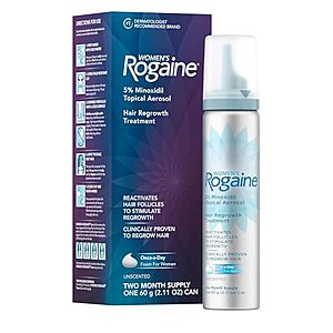 [SnS, AC] $17.98 | 2.11-Oz Rogaine 5% Minoxidil Foam, Topical Once-A-Day Hair Loss Treatment for Women (2-Month Supply) at Amazon