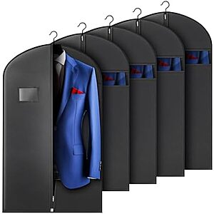 $13.49* | 5-Pk Hleelomi 40" Hanging Garment Bags (Black) at Amazon