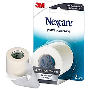 [SnS, AC] $16.80 | 3 × Nexcare Gentle Paper First Aid Tape, 2 in x 10 yd ($5.60 each) at Amazon