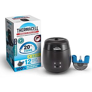 $19.79* | Thermacell E-ZoneGuard Patio Rechargeable Mosquito Repeller w/ 20' Zone, 5.5-Hour Battery & 12-Hour Refill (Black) at Amazon