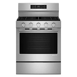 KitchenAid - 30 in. Wide 5 burners 5.0 cu. ft. Smart Freestanding Gas Range with Convection Cooking Modes - PrintShield Stainless Finish $1029.99 Bestbuy.com