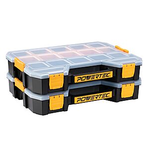 2 Pack POWERTEC Stackable Tool Box Organizer with Removable Dividers - 17 Compartments $22.91 + Free S&H w/ Prime or $35+