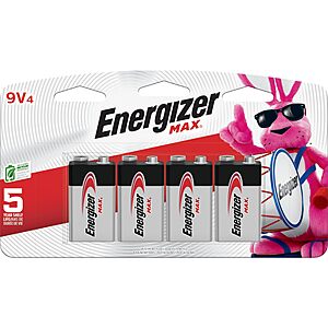 Energizer MAX 9V Batteries (4 Pack), 9 Volt Alkaline Batteries $6.19 S&S Clip Q AMAZON