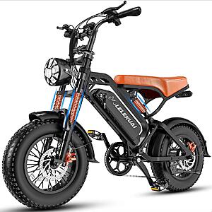 Electric Bike for Adults 1200W Peak 28MPH 35Mi 48V 18Ah Fat Tire E-Bike $388 + Free Shipping