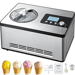 SucceBuy/VEVOR 2QT Ice Cream Maker 180W Compressor No Pre-freezing $126 + Free Shipping