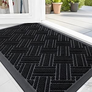 $6 ac PRIME AMAZON: 30" x 17" OLANLY Indoor Outdoor Mat, Sturdy Natural Rubber Floor Mat, Non Slip Low Profile Waterproof Doormat, Black