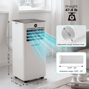 HAUSHOF 10000 BTU Portable Air Conditioner for Rooms up to 450 Sq.Ft, 4-in-1 Portable AC Unit with Cool, Fan, Dry & Sleep Modes $220 + Free Shipping