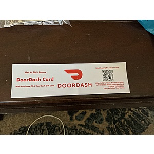 20% Doordash bonus with purchase of gift card at Dollar Tree (in store only), max of $40 per card, no limit on redemptions