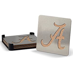 YouTheFan NCAA Stainless Steel/Cork Drink Coasters - 4 Piece - Several Schools on Sale - Up to 65% Off