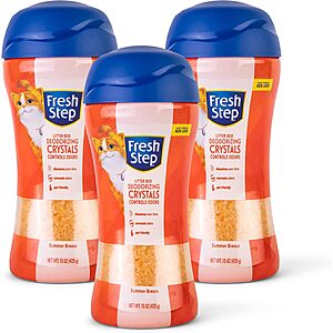 3-Pack 15-Ounce Fresh Step Cat Litter Crystals Deodorizer (Summer Breeze) $5.72 w/ S&S + Free Shipping w/ Prime or on $35+