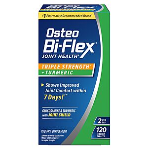 TWO Bottles $27.49 S^S/Q/BOGO: AMZ--Osteo Bi-Flex Glucosamine Triple Strength Plus Turmeric Supplement with Curcumin 60 Day Supply, 120 Coated Tablets,