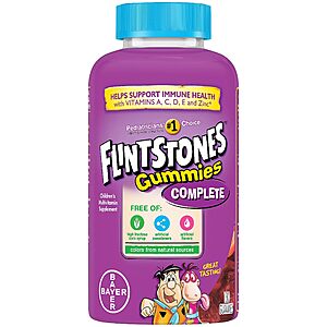 $9.06 S&S Clip Q Flintstones Vitamins Complete Gummies, Toddlers and Children, with Vitamin A, B6, B12, C, E & Zinc, 180 Count